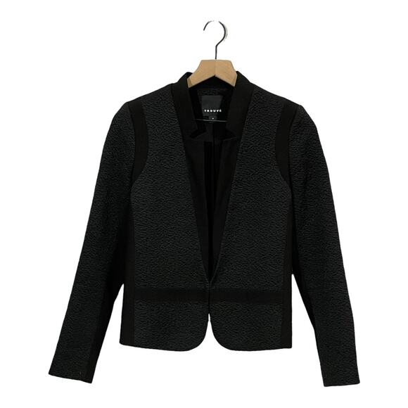 Trouve Jackets & Blazers - Trouve Long Sleeve Textured Open Blazer - Black - Small